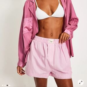 Free People We The Free Day To Day Boxer Shorts Pink Stripe Combo NWT